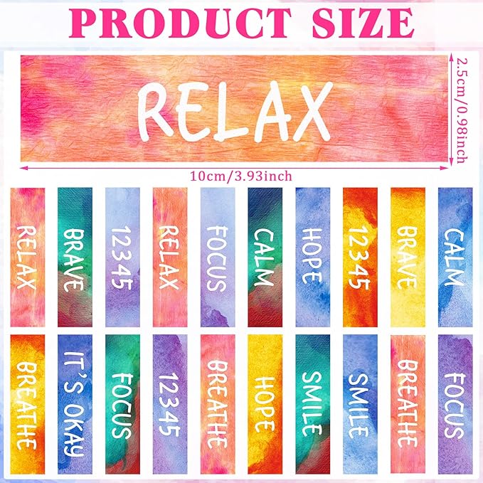 Crtiin 100 Pcs Sensory Strips Anxiety Calm Mindfulness Stickers Fidget Stress Breathing Sensory Sticker Different Textures Rough Tactile Tape for Mental Health Adults Desk Anxiety Relief(Letters)