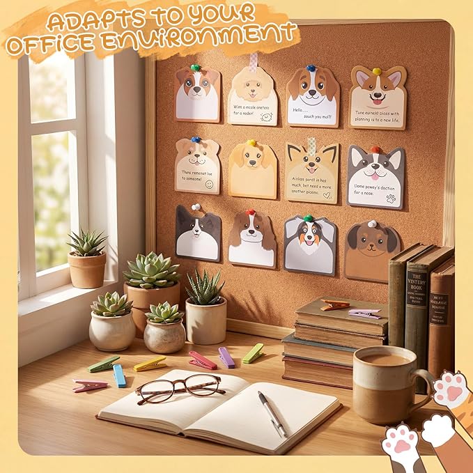 Maxdot 36 Pads 1080 Sheets Cute Sticky Notes, Fun Dog Sticky Notes Pad Self Adhesive Cartoon Memo Pads Bulk for Gift School Tab Office Home Supplies