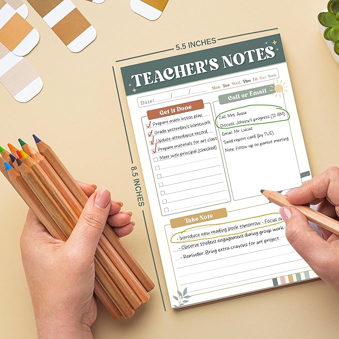Teacher Gifts, Gifts for New Teachers, Modern Boho Teacher Notepad, To-Do List Notepad, Stationery Must-Have Supplies for Preschool, Elementary, Middle, and High School Teachers
