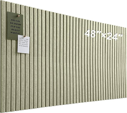 Large Cork Board for Office, 8 Pack Felt Wall Tiles with Slat Wall Paneling and Safe Removable Adhesive Tabs, Felt Bulletin Board Pin Board Cork Boards for Walls - Sage Green