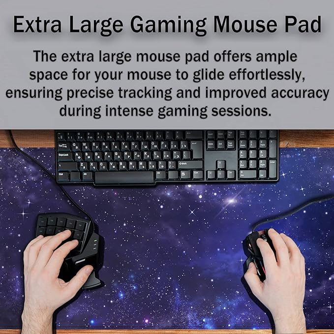 Office Desk Pad Galaxy Universe, Gaming Mousepad XXL Mouse Pads Large Mouse Pad, Work Desk Mat Non-Slip Rubber Base, 35.4 X 15.7 inch for Work/Game/Office Starry Night Sky Stars Outer Space