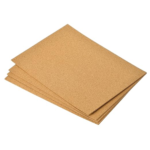 uxcell 4pcs 8.3" x 11.8" Self Adhesive Cork Sheets 2mm Thick A4 Rectangle Cork Table Mat Cup Backing Coaster Cork Board Wall Tiles