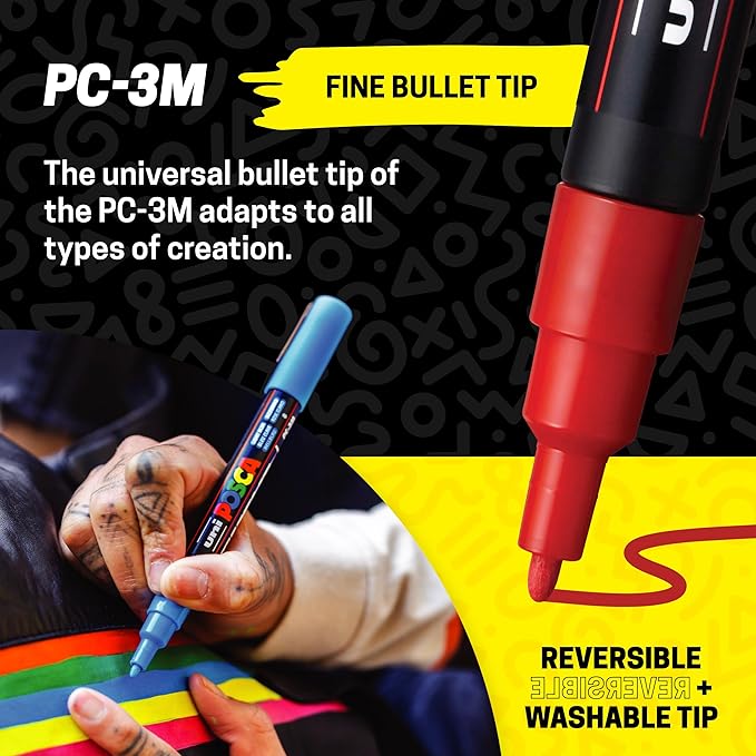 Posca Exclusive 3M and 5M Paint Markers Gift Set of 22 with Carrying Case, Great for Kids and Adults, Acrylic Art Markers for Coloring Canvas, Wood, Glass and Metal
