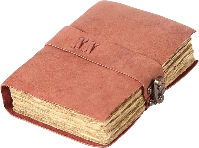 Vintage Leather Journal Handmade Buffalo Deckle Edge Paper – Leather Bound Journal for Women Men Vintage C-Lock Closure Ideal for Writing & Travel for Artists