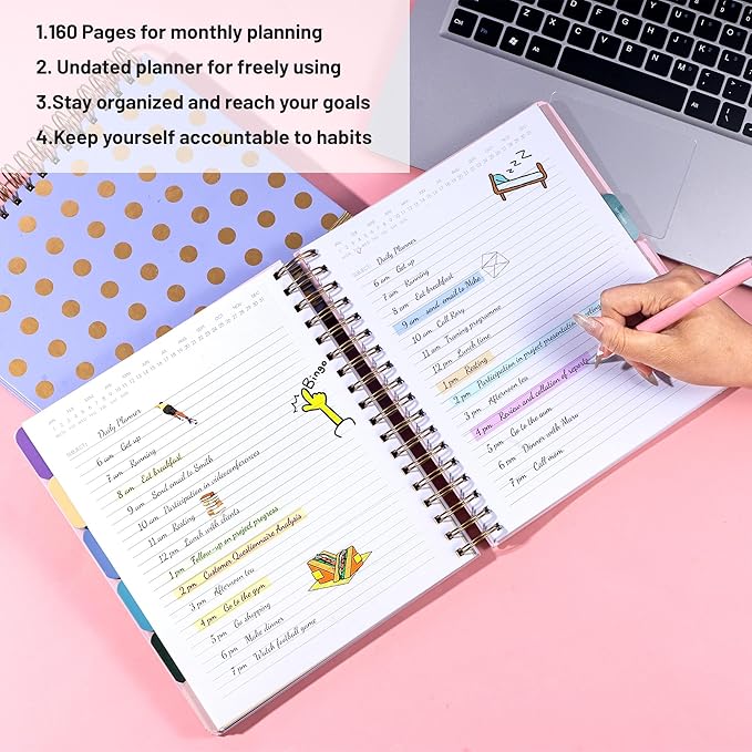FLYING EAGLE Undated Work Planner Aesthetic Meeting Notebook for Work, Meeting Notes with Dividers Perfect Square Notebook for Women, Pink
