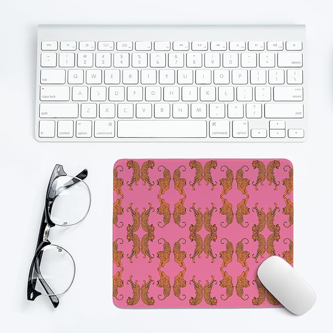 Cheetah Desk Mat,Girly Pink Mouse Pad,Leopard Mouse Pad for Girls Dorm Home Office Decor,Pink Tiger Mouse Pads,10.2x8.2Inch