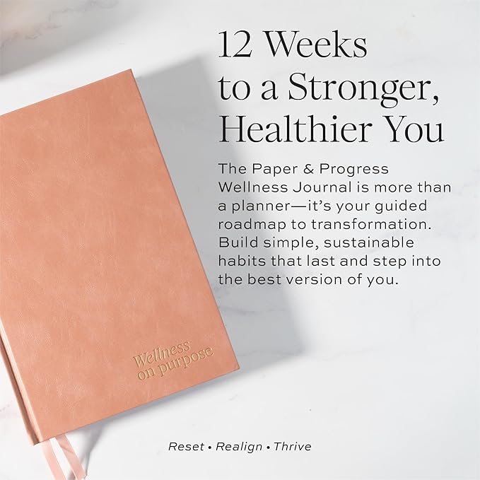 Paper & Progress Wellness Journal – 12-Week Fitness & Self Care Journal for Women | Daily Habit Tracker, Meal Planner, Workout Log, Weekly Reflections & Mindset Coaching Prompts