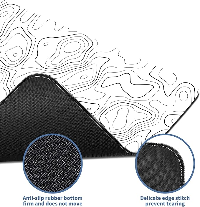 White Map Gaming Mouse Pad Large Desk Mat Extended Keyboard Mouse Pad XL Mousepad with Non-Slip Base and Stitched Edge White Mouse Mat Desk Pad 31.5 X 11.8 in Mouse Pads for Desk Gaming Home Office