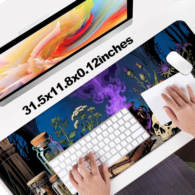 XL Large Desk Mat, Extended Long Desk Pad for Gaming and Office, Non-Slip Rubber Base, Comfortable Mouse Pad Surface, 31.5x11.8 in (H14)