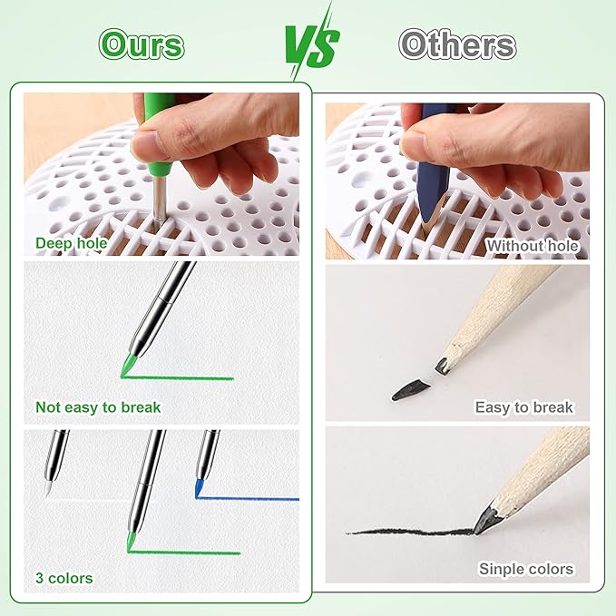 Hiboom 24 Pieces 2.8mm HB Refill for Carpenter Pencil, Study Long Lasting Pencil for Mechanical Woodworking Construction(24 Piece,White Blue Green)