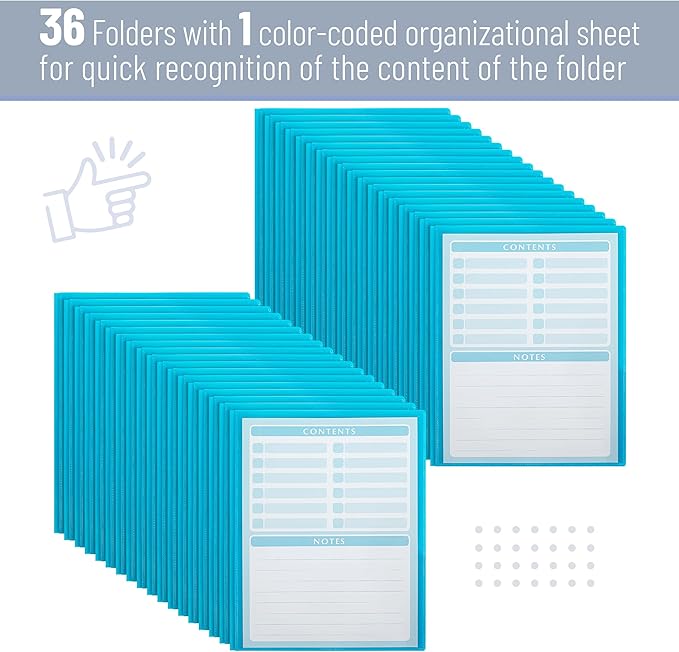 Mr. Pen- Plastic Folders with Pockets and Prongs, 36 Pack, Letter Size, Blue, Flexible Plastic Folders with Prongs, Clear Front Pocket and Card Slot