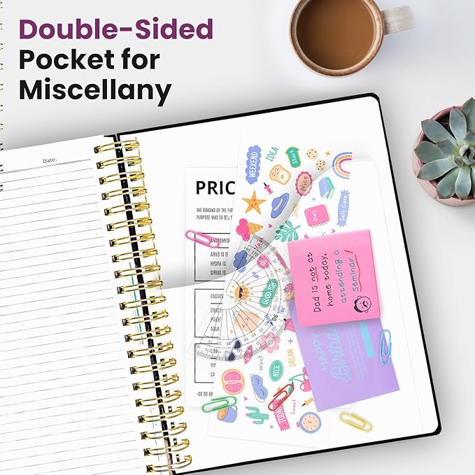 Large Spiral Lined Notebooks for Work with Removable Dividers & Tabs, 8.5"x11" Pretty Hardcover 5 Subject Notebook Journal for Women, College Ruled, Perfect for Study & Office Organization, 280 Pages,Coral Dream