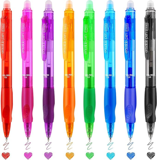 USUAL 0.5mm 8 Color Erasable Gel Pens,Make Mistakes Disappear Colored Pens,Fine Point Retractable Erasable Gel Pens for Writing,Drawing,Office,Plannen,School Supplies