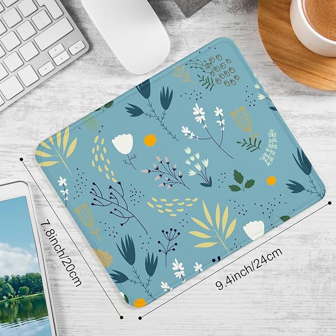 Flower Square Mouse Pad,Non-Slip Rubber Base Mouse Pad,Home Office Decoration Desktop Accessory,Laptop Mouse Pad for Office Laptops,9.4x7.8x0.12inch 7