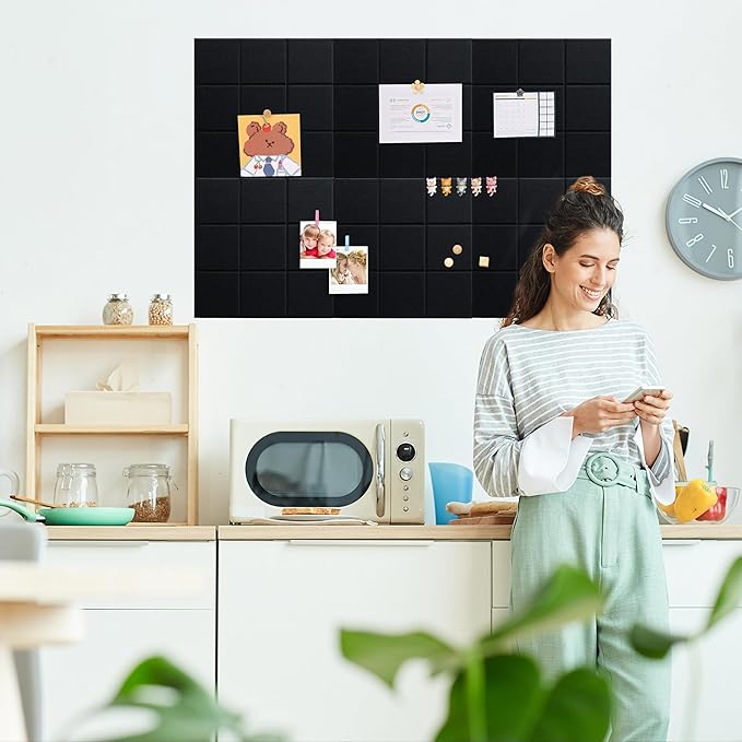 Large Cork Board for Walls, Yunihome 12 Pack 36" x 48" Felt Bulletin Board Wall Tiles for Home Kitchen School Office Wall Decor with Assorted Colors DIY Decorative Push Pins Sets
