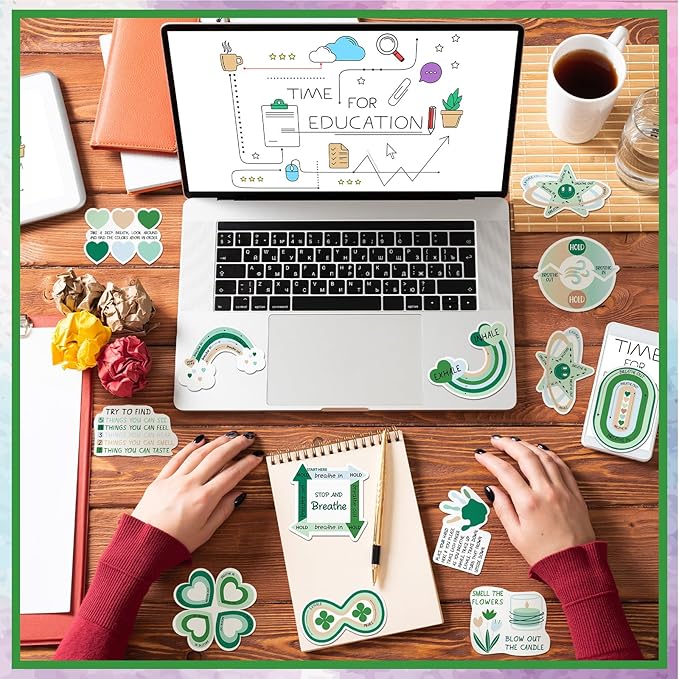 Fulmoon 120 Pcs Anxiety Sensory Stickers Textured Sensory Strips Tactile Rough Calm Sensory Stickers Adhesive Tactile Fidget Tool for Classroom Desk Adults Teens Anxiety Relief(Green)