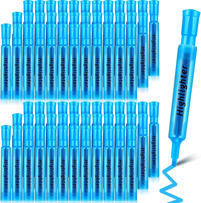 Qilery 72 Pack Highlighters Bulk, Tank Style Chisel Tip Highlighters Markers Pack Quick Drying for Adult Coloring, Home Office Supplies (Blue)
