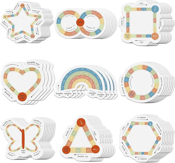 72 Pcs Anxiety Sensory Stickers Strips Adhesive Textured Mental Health Calm Stickers Mindfulness Fidget Decals Stress Anxiety Relief Items for Therapy Office Desk Counselor(Return Breathe)