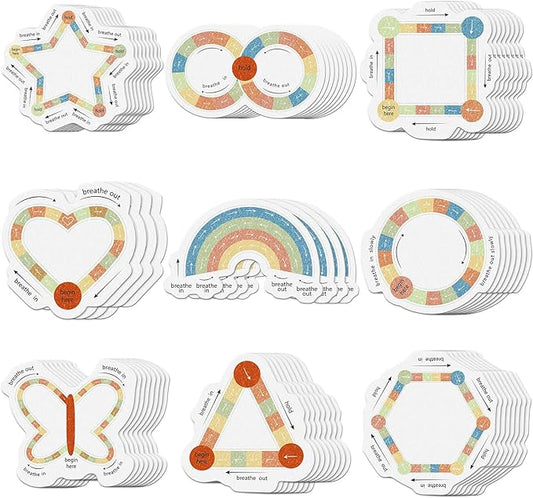 72 Pcs Anxiety Sensory Stickers Strips Adhesive Textured Mental Health Calm Stickers Mindfulness Fidget Decals Stress Anxiety Relief Items for Therapy Office Desk Counselor(Return Breathe)