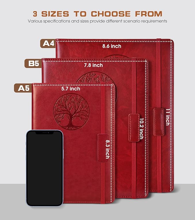 Lined Journal Notebook for Women Men,256 Pages B5 Large Hardcover Leather Journals for Writing,Travel,Business,Work & School,College Ruled Notebooks for Note Taking,Diary Notepad 7.8"×10.2"
