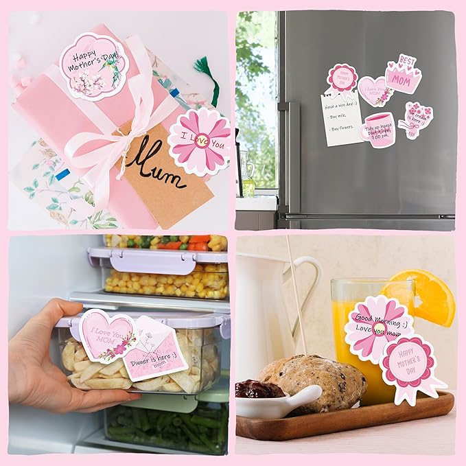 9 Packs Happy Mother's Day Sticky Notes Pink Flower Bouquet Humming Bird Heart Shaped Self-Stick Writing Notepads Mini Adhesive Memo Pads Reminder Love Best Mom Ever Birthday Gift from Son Daughter