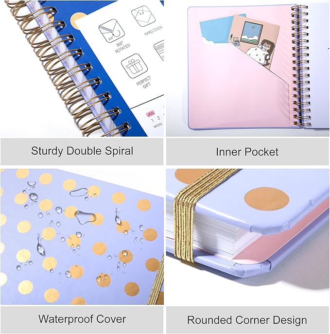 FLYING EAGLE Undated Work Planner Aesthetic Meeting Notebook for Work, Meeting Notes with Dividers Perfect Square Notebook for Women, Violet