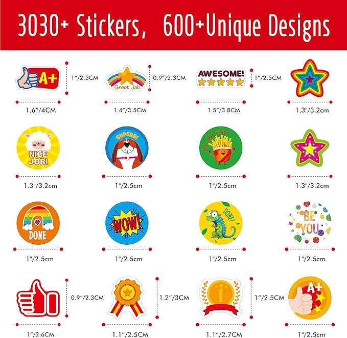 3030+PCS Incentive Stickers, 600+ Designs Animals/Medals/Stars Motivational Sticker Reward Gifts for Teacher Parents Classroom Encourage Kids to Do Chores Go to The Toilet (64 Sheets)