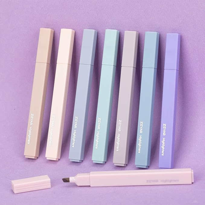 ZEYAR Aesthetic Cute Highlighter Pens, Cream colors, Chisel Tip, Water Based, Quick Dry, No Bleed for bible, four seasons color series (8 Winter Colors)