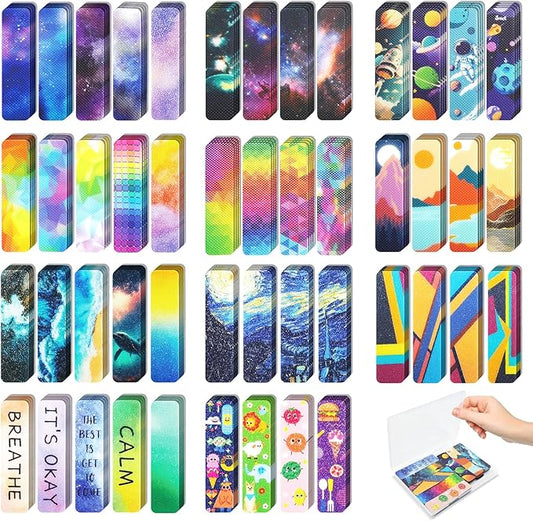 96 Pieces Unique Sensory Stickers for Anxiety Relief - Sensory Strips with Storage Box - 2 Textured Surface Fidget Strips for Office & Classroom Desk - Relieve Adult & Teen Stress