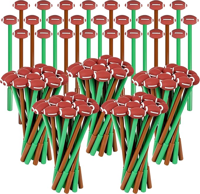 LiYiQ 100 Pcs Football Party Favor Cartoon Cute Fun Pens Kawaii Football Shape Gel Black Ink Pen Cute Football Pens for Office Home Present