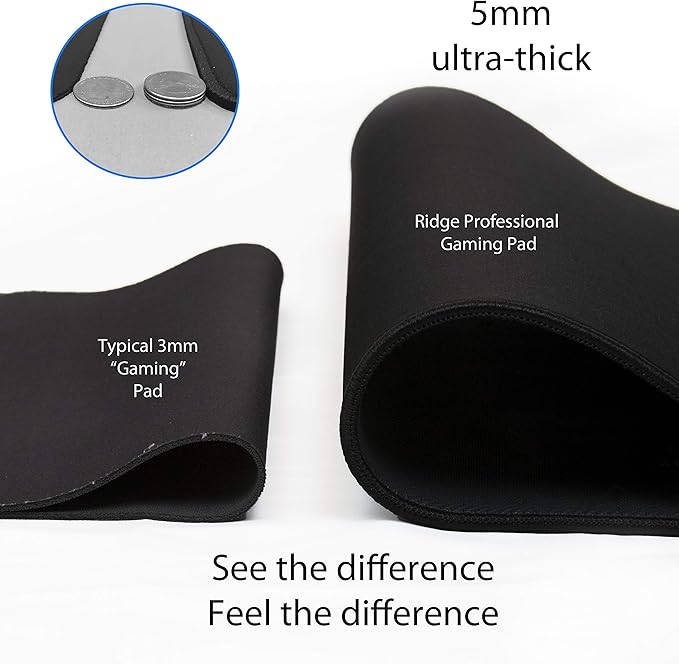 Gaming Mouse Pad (5mm) Massive 46 inch | 46x17.3x0.20 Extra Thick | Black | Stitched Edge, Large Washable Desk Mat
