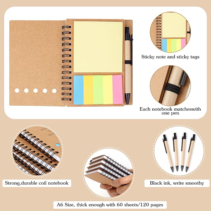 ERUW 40 Pcs Employee Appreciation Gifts Bulk - 20 Sets Inspirational Spiral Notebook Office/Students Team Journal Thank You Gifts Lined Pocket Notepad,Note Books for Nurse Teacher Coworker Volunteer