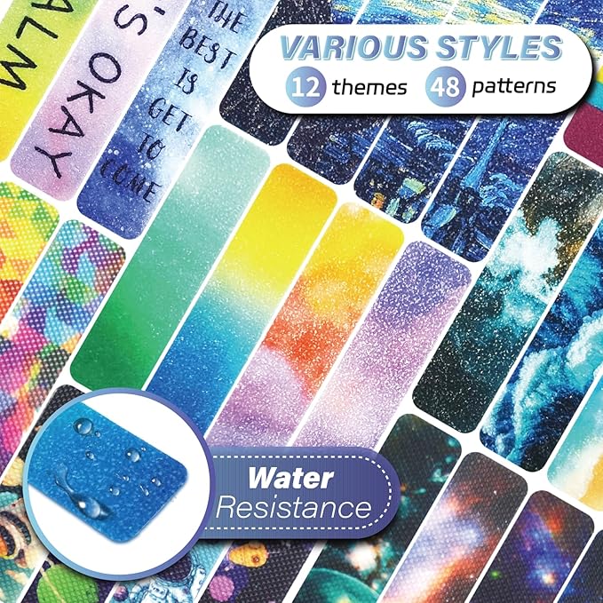 72 Pieces Anxiety Sensory Stickers with Storage Box - Calming Stickers 2 Textured Surface - Fidget Strips for Office & Classroom Desk Adult & Teen Stress (Personality)