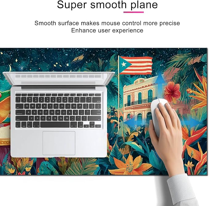 Large Mouse Pad Gaming Mousepad 31.5 x 11.8 Inch Keyboard Desktop Mat Diatomite XL Mouse Pad for Home and Office Desk Accessories with Tropical City Drum Frog Artwork and Smooth Diatomite