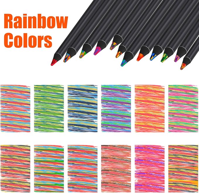 Easter Basket Stuffers for Teens, Easter Basket Essentials, Girl Boys Art Supplies Trendy Stuff 12 Colored Rainbow Pencils, Birthday Party Favors Arts and Crafts 5-12 Year Old