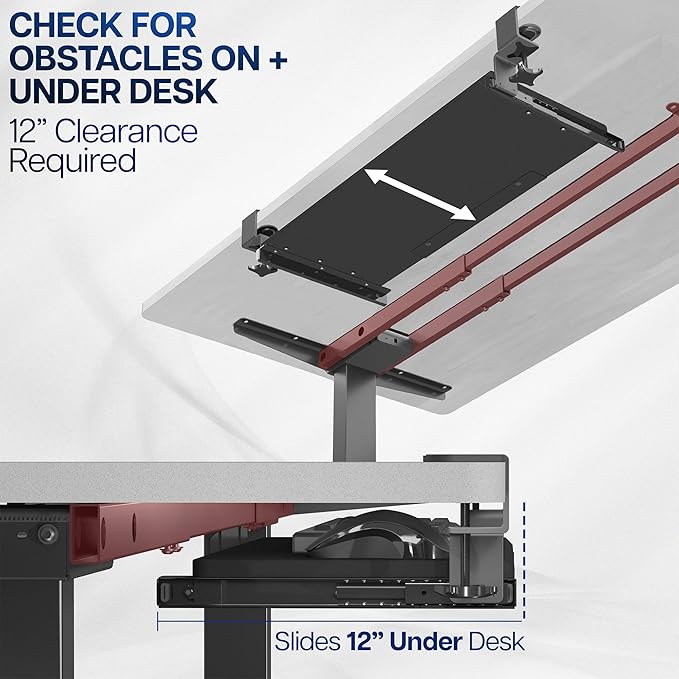 VIVO Extra Long Clamp-on Computer Keyboard and Mouse Under Desk Slider Tray, 34 x 11 inch Pull Out Platform Drawer, White, MOUNT-KB15EW