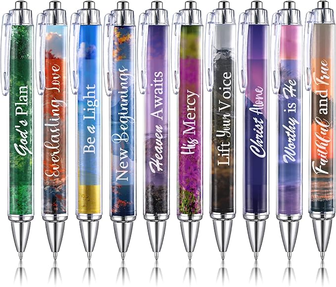 Mr. Pen- Christian Pen Set, 10 Pack, Nature Faith, Black Ink, Bible Verse Pens for Women, No Bleed Through, Ballpoint, Inspirational