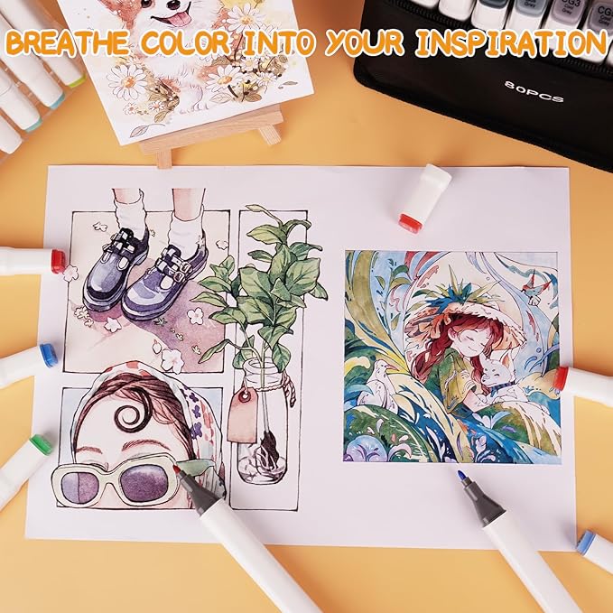 Alcohol Markers with APP, 168+2 Colors Dual Tip Art Marker for Adults Coloring Books, Alcohol Based Illustration Markers Set for Adult Artist Drawing Sketching Painting Lettering Cards