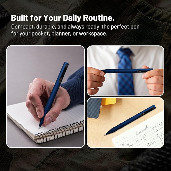 Everyman Midnight Super Matte Mini Twist Gel Pen | Compact Refillable 0.7mm Gel Pen with Twist Mechanism | Durable Metal EDC Writing Tool for Travel, Office, Work & Gifting