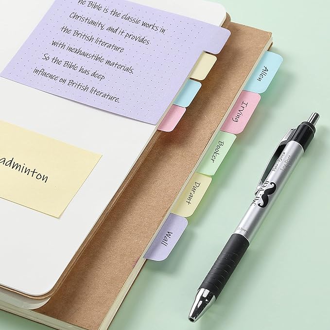Mr. Pen- Sticky Note Set, 410 Pack, Pastel Colors, Sticky Notes Tabs, Divider Sticky Notes, Office Supplies, Planner Sticky Note Dividers Tabs, Book Notes, Bible Sticky Notes