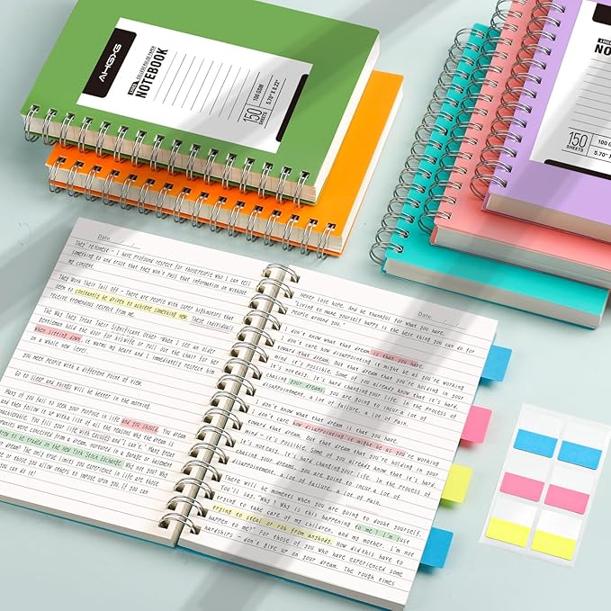 AHGXG Spiral Notebook - A5 Notebook College Ruled, Small 5.7" X 8.22", 300 Pages/150 Sheets Thick Notebook Journal, 100GSM Lined Paper, Plastic Hardcover, for Work Office School Writing Notes, Pink