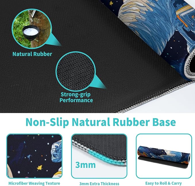 Astronaut Gaming Mouse Pad Abstract Sky Mouse Pad 31.5x11.8 Inch Texture Non-Slip Rubber Base Large Mousepad Stitched Edges Keyboard Mouse Mat Desk Pad for Office and Home