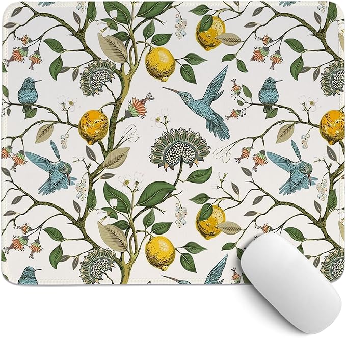 Lemon Tree Mouse Pad,Small Yellow Italian Lemon Tree Mouse Pad,Floral Desk Mat,Girly Summer Mouse Pads Desktop for Dorm Home Office Desktop Decor,11.8x9.8 Inch