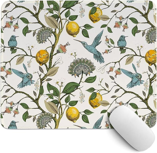 Lemon Tree Mouse Pad,Small Yellow Italian Lemon Tree Mouse Pad,Floral Desk Mat,Girly Summer Mouse Pads Desktop for Dorm Home Office Desktop Decor,11.8x9.8 Inch