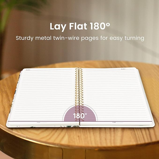 Taja Spiral Journal Notebook for Women, Pretty Hardcover Lined Notebook for Work & Note Taking, Aesthetic Cute Journal for Writing, 140 Pages, 5.8"x8.3", Vineyard Birds