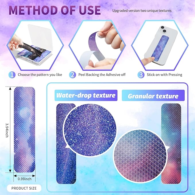 48 Pieces Anxiety Sensory Stickers with Storage Box - Sensory Strips 2 Textured Surface Adhesives Fidget Strips for Office & Classroom Desk Relieve Adult & Teen Stress (Galaxy Style)