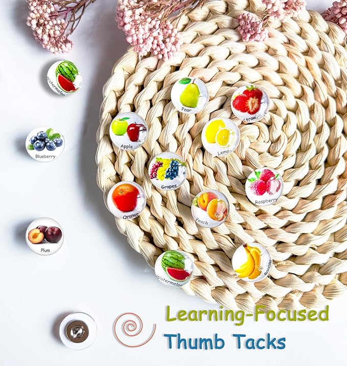 24Pcs Push Pins,Decorative Thumb Tacks,Tacks and Push pins,Cork Board Tacks,Thumb Tack Decorative for CorkBoard, Office Organization or Home
