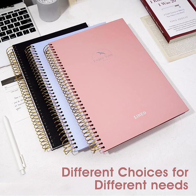 FLYING EAGLE Hardcover Spiral Notebook Journal 8.5 x 11 Large Spiral Notebook 210 Pages College Ruled Notebook Composition Notebook Wire Bound Journal Work Notebook for Office School Supply, Pink