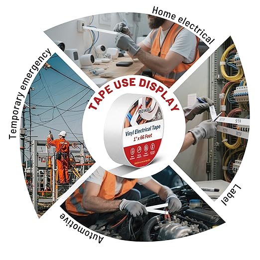 RED WOLF White Electrical Tape 1 in x 66ft 10 Pack, Industrial Grade UL/CSA Listed 7 Mil Thick Flame Retardant High Temp (5)