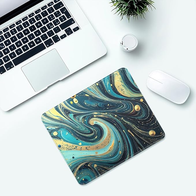 Blue Marble Desk Pad Mat with Stitched Edges and Non-Slip Rubber Base, Premium-Textured Mouse Pad for Laptop, Computer & PC, Gaming & Working, Waterproof Mousepad